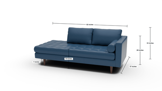 Ladybird 82" Leather RAF Stand Alone Chaise - Dimensions