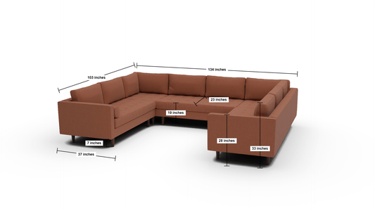 Ladybird 134" U Sectional - Superb Peacock