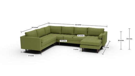 Ladybird 133" Corner Sectionals w. Right Chaise - Wiley Ink