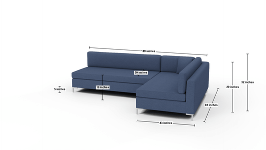 Bonnell 119" Right Corner Armless Sectional - Elliot Celadon