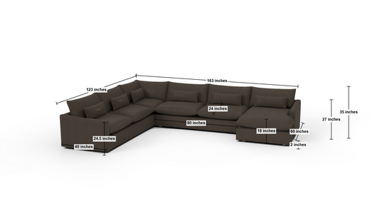 Bouldin 163" Corner Sectional W. Raf Chaise - Wiley Ink
