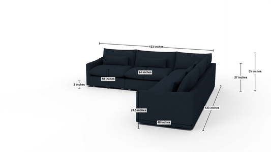 Bouldin 123" Corner Sectional - Dimensions - Curious Eclipse