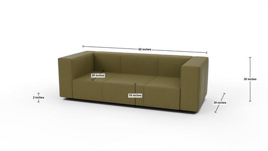 Brentwood 92" Sofa - Dimensions - Amigo II Garden