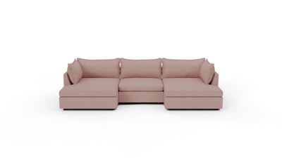 Cherrywood 136" Double Chaise W. Armless Chair - Superb Blush