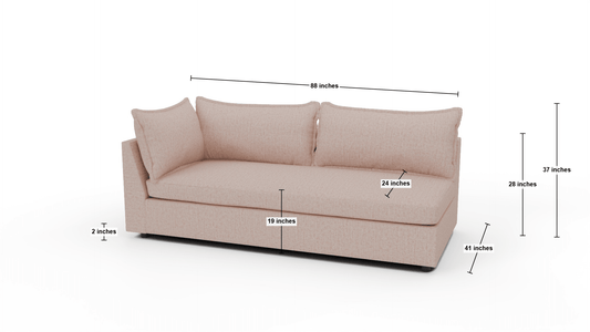 Cherrywood Laf Sofa - Dimensions - Elliot Blush