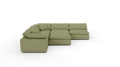 Fluffy 133.5" 5 Piece Sectional W/Ottoman - Elliot Celadon
