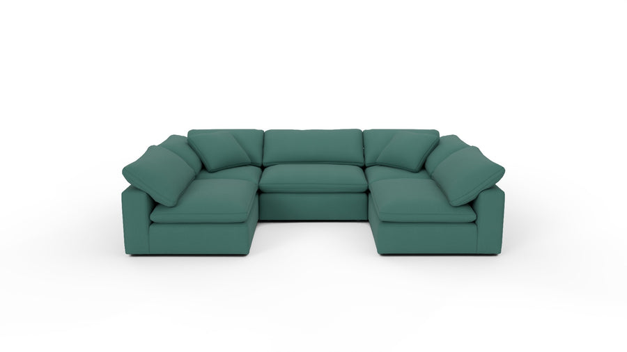 Fluffy 133.5" 5 Piece Small U Sectional - Dream Forest