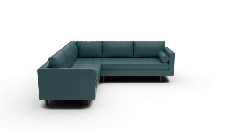 Ladybird 103" Leather Corner Sectional - Tribeca Lagoon