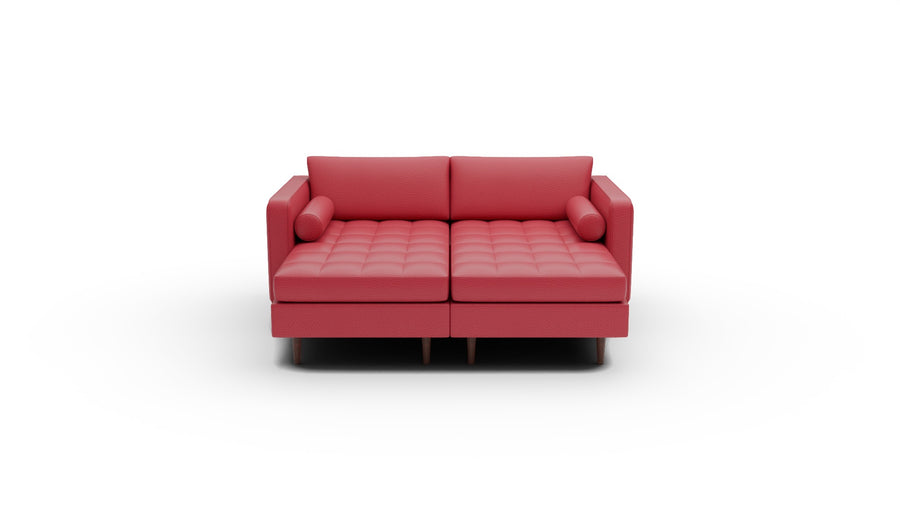 Ladybird 72" Leather Double Chaise - Tribeca Scarlet