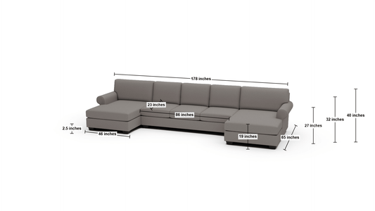 Manor 178" Double Chaise With Armless Sofa - Sorrento Ocean
