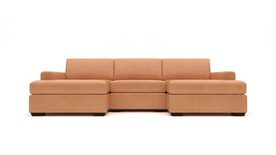 Mas Mesa 122" Deep Leather Double Chaise With Armless Chair -