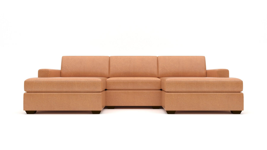 Mesa 122" Leather Double Chaise With Armless Chair -