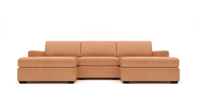 Mesa 122" Leather Double Chaise With Armless Chair -