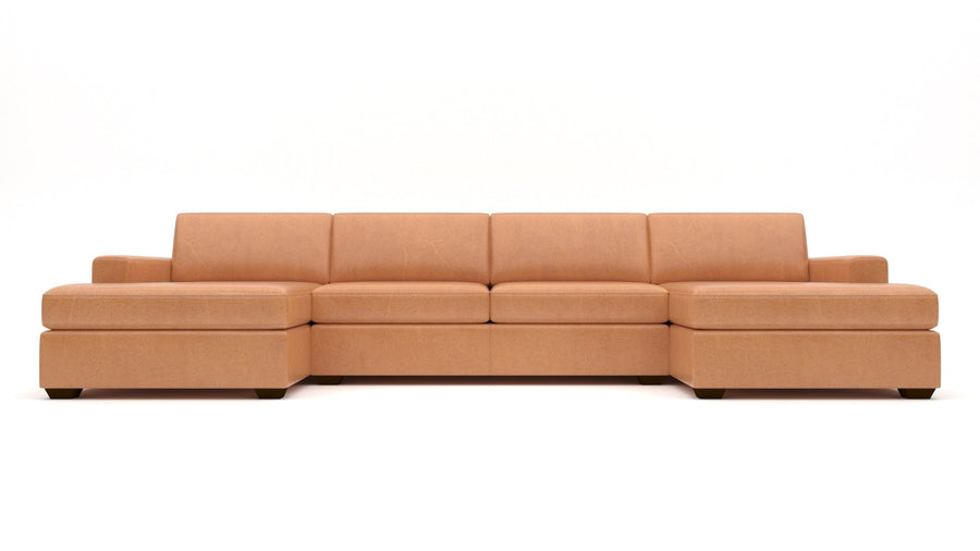 Mesa 158" Leather Double Chaise With Armless Loveseat - Hudson Lager