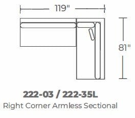 Bonnell 119" Right Corner Armless Sectional -
