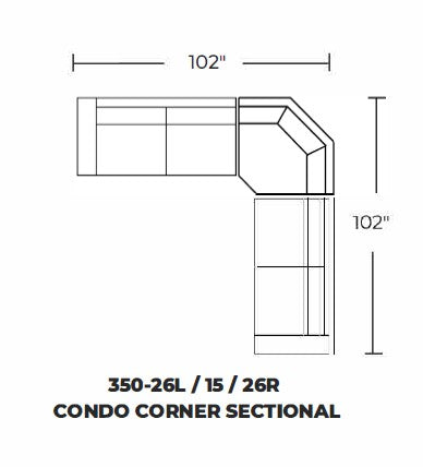Rosedale 102" Condo Corner Sectional Elliot Sunflower Quick Ship -