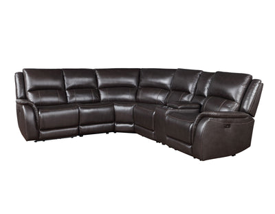 Adrian 6 Piece Chocolate Leather Power Sectional -