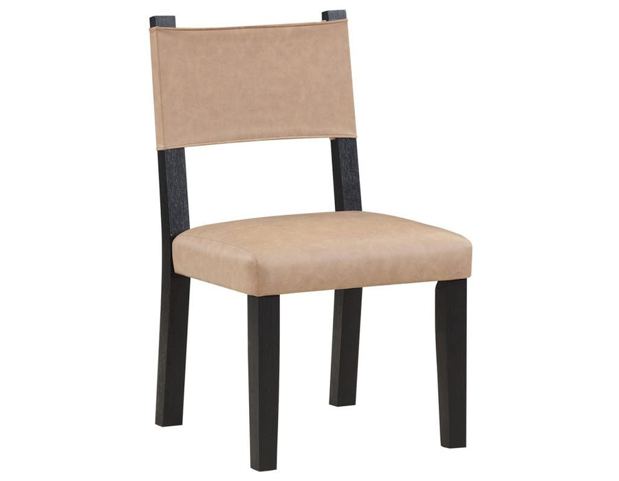 Audrey Camel Vegan Leather w/Black Wood Dining Chairs (pr) -