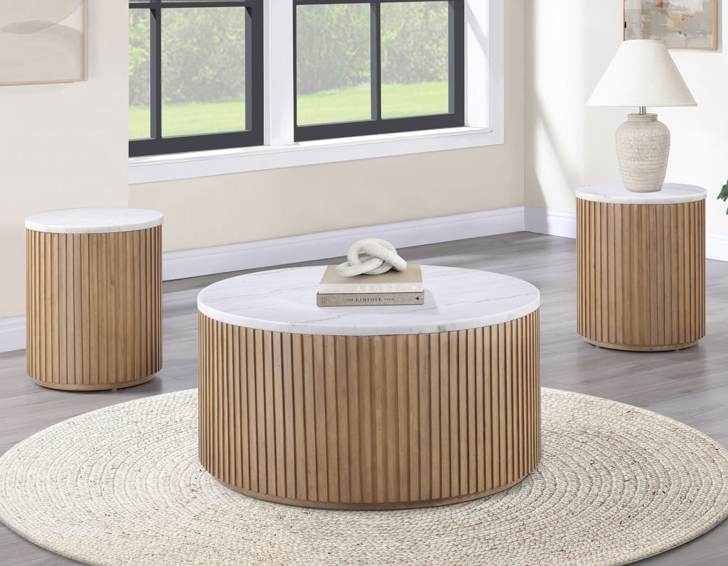 Calvin 18" Round Marble Top End Table -