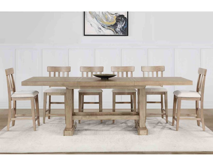 Nara 108" Rectangle Counter Height Table & 10 Counter Stools - Sand