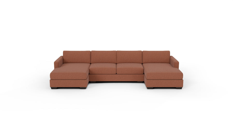 Track 141" Double Chaise With Armless Loveseat - Wiley Rust