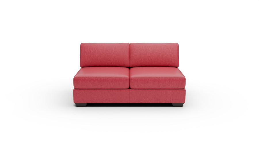Track Leather Armless Loveseat - Tribeca Scarlet