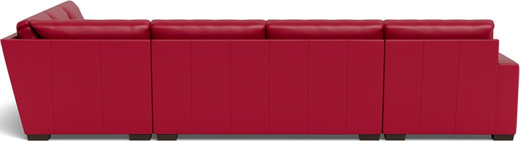 Mas Mesa 162" Deep Leather Corner Sectionals w. Left Chaise - Tribeca Scarlet