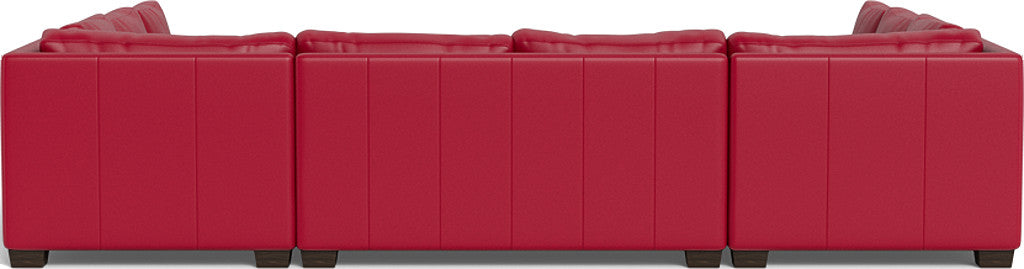 Track 141" Leather Corner Sofa Sleeper U Sectional - Tribeca Scarlet