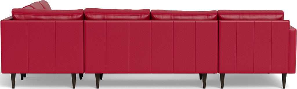 Wallace 130" Leather Untufted Corner Sectionals w. Left Chaise - Tribeca Scarlet