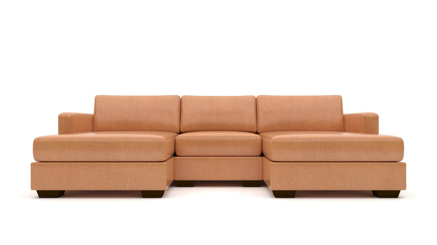 Track 103" Leather Double Chaise With Armless Chair -