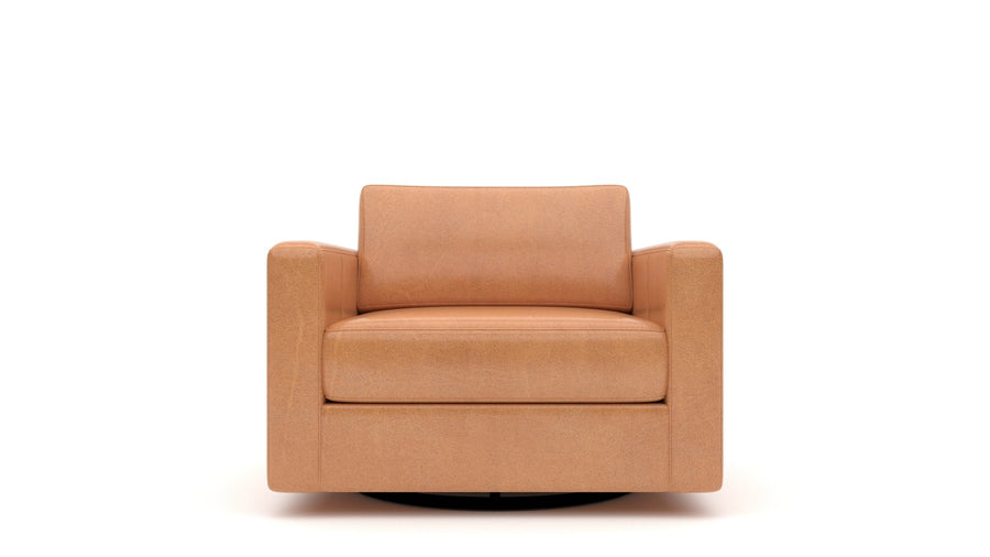 Track 36" Leather Swivel Arm Chair - Hudson Lager