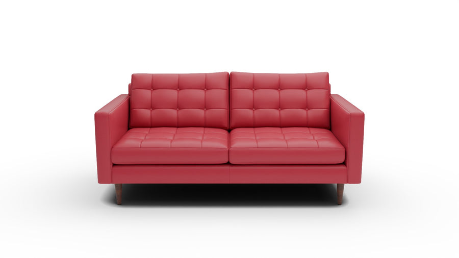 Wallace 74" Leather Apartment Sofa - Tribeca Scarlet