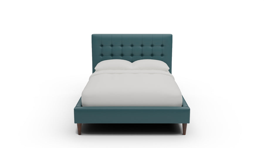 Wallace Leather Tufted Full & Twin Bed — Full — Tribeca Lagoon