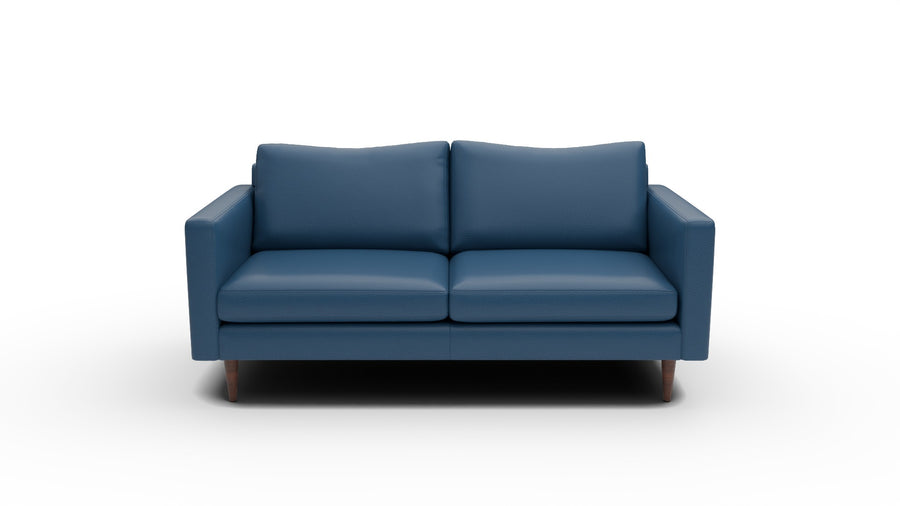 Wallace 74" Leather Untufted Apartment Sofa - Tribeca Cobalt