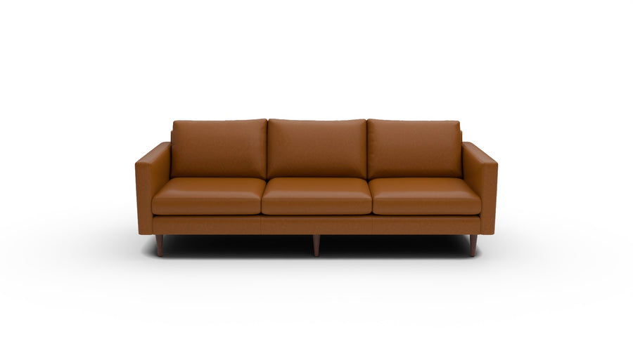 Wallace 98" Leather Untufted Estate Sofa - Clive Cinnamon