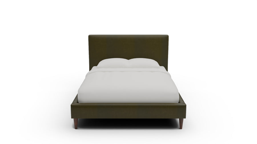Wallace Leather Untufted King & Queen Bed — Queen — Sonoma Moss