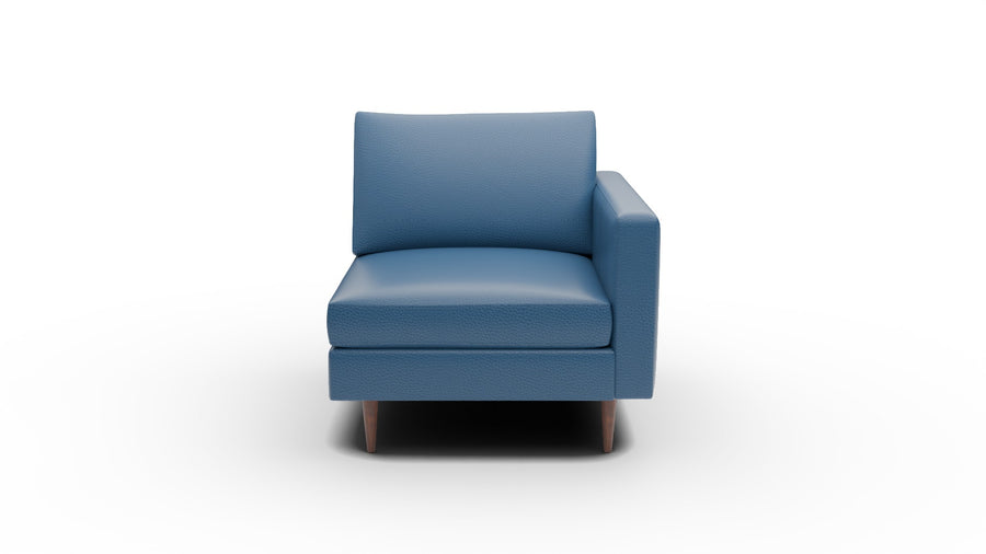 Wallace Leather Untufted Raf Chair - Tribeca Cobalt