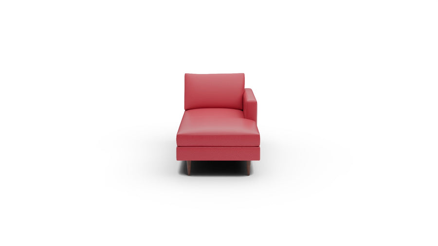 Wallace Leather Untufted Raf Chaise - Tribeca Scarlet