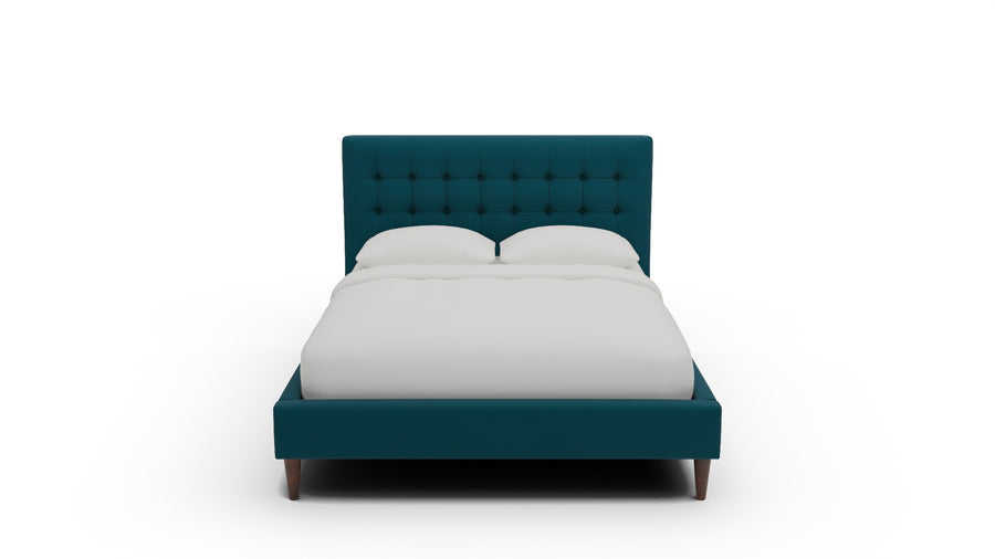 Wallace Tufted King & Queen Bed — Queen — Superb Peacock