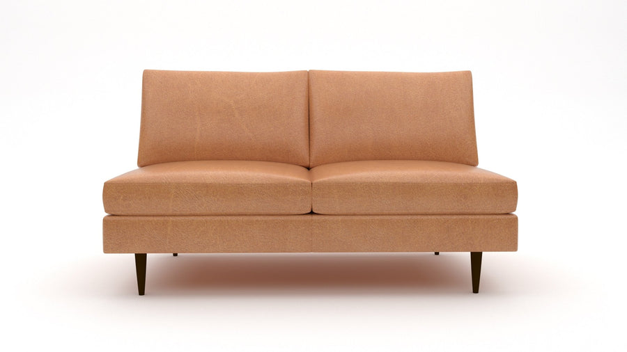 Wallace Leather Untufted Armless Loveseat - Hudson Lager