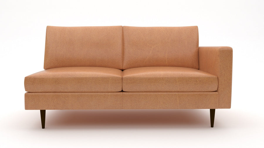 Wallace Leather Untufted Raf Condo Sofa - Hudson Lager