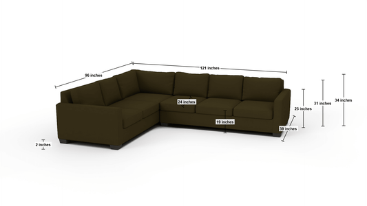 Track 121" Left Corner Sectional - Dimensions - Bellatrix Arbor