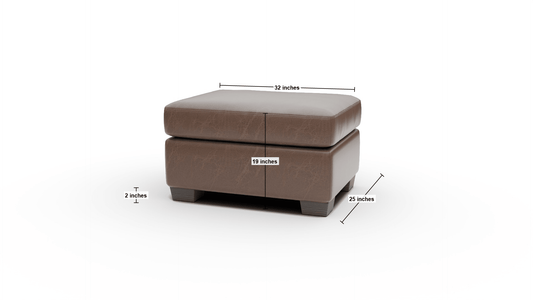 Track Leather Ottoman - Dimensions - Cheyenne Arrowshaft