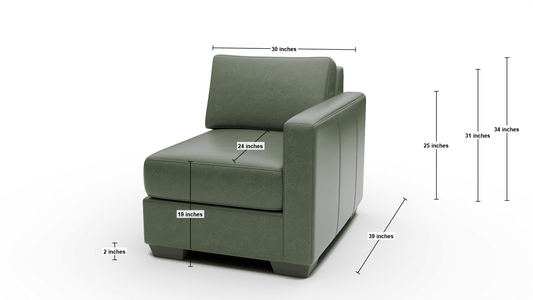 Track Leather Raf Chair - Dimensions - Cheyenne Decoy