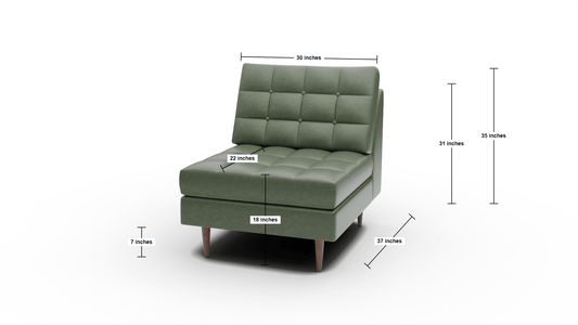 Wallace Leather Armless Chair - Tribeca Cobalt