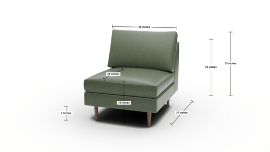 Wallace Leather Untufted Armless Chair - Tribeca Cobalt