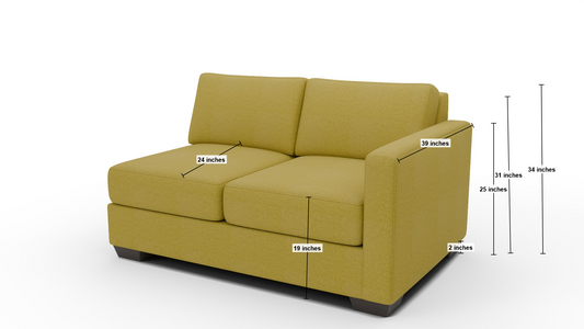 Track Raf Loveseat - Dimensions - Dream Apple