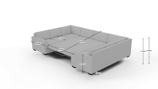 Track 141" Corner Sleeper Sofa U Sectional - Dream Apple
