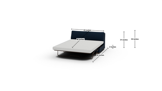 Track Armless Full Sleeper Loveseat - Dimensions - Dream Eclipse