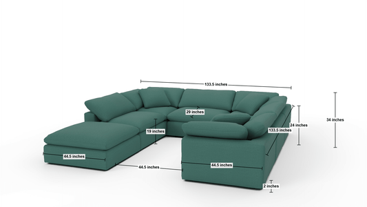 Fluffy 133.5" 6 Piece Sectional W/Ottoman - Superb Hacienda
